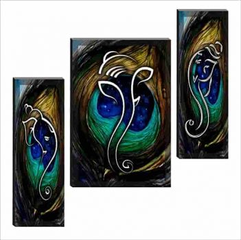 Ganesha Set of 3 Panel Digital Painting 12×18 inch