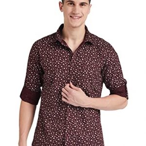 Amazon Brand - Symbol Men's Printed Regular Fit Formal Shirt (AZ-SY-RR-01_AOP_Maroon M)
