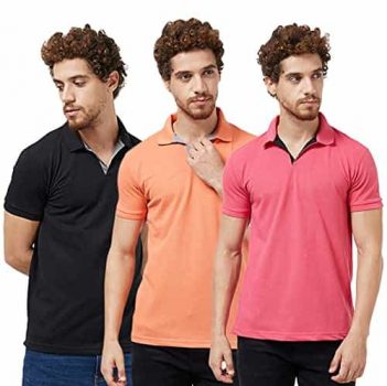 Wear YourOpinion Men’s Slim Fit Polo Collar Neck Half Sleeve Tshirt (Combo Pack of 3)