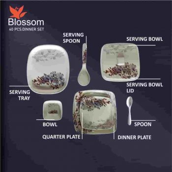 BALTRA Blossom 40 PC Melamine Dinner Set