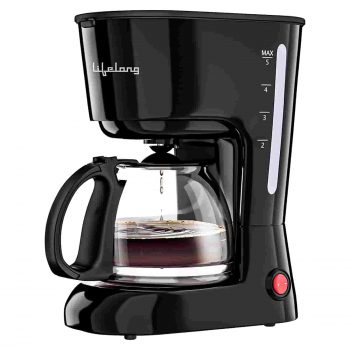 Lifelong LLCMK01 Caffe Drip 5 cup Coffee Maker| Water Level Indicator, Detachable Coffee Filter