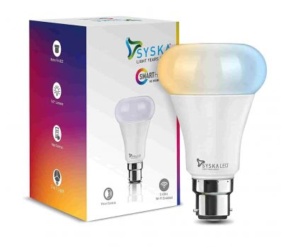 Syska Smart LED Bulb, Music Sync for Amazon Alexa & Google Assistant, 9W B22D Wifi Smart Bulb