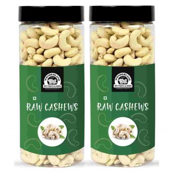 Wonderland Foods – Whole Raw Cashew (Kaju) W400-Grade 1Kg (500g X 2 Jar)
