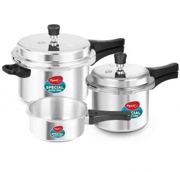 Prime Day Deal : Pigeon By Stovekraft Special Aluminium Pressure Cooker Combo with Outer Lid Gas Stove Compatible 2, 3, 5 Litre Capacity for Healthy Cooking (Silver)