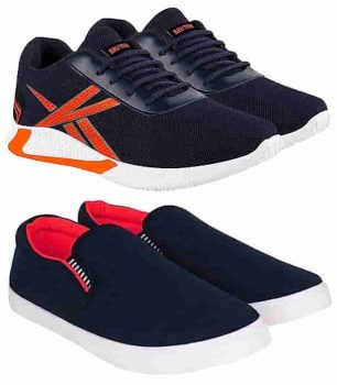 Prime Day Deal : BRUTON Shoes for Top Trending, Casual, Sports, Running, Shoes for Men (Set of 2 Pairs)