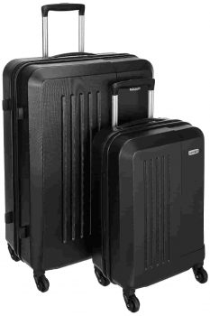 Amazon Brand – Solimo Set of 2 (55 cm + 75 cm) Black Hardsided Trolley