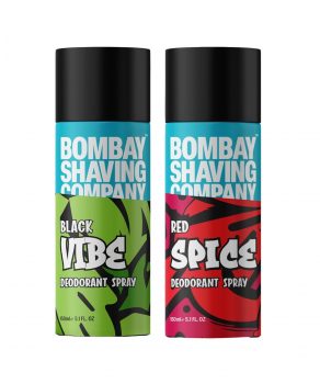 Bombay Shaving Company Body Spray for Men, 150ml each (Pack of 2) – Red Spice and Black Vibe
