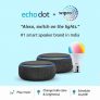 Echo Dot (3rd Gen, Black) gift twin pack with Wipro 9W LED smart Bulb
